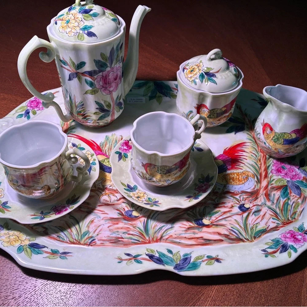 Limoges Hand-painted Tea set by Rochard - Picture 2 of 4